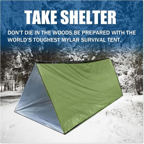 1 PCS Emergency Tent, Polyester Film Storm Shelter Survival Shelter for 2 Person Car Camping, Hiking & Outdoor Survival Kits (59 X 98.4 in) in Saudi Arabia