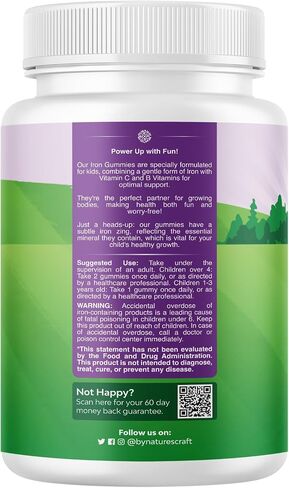 Tasty Kids Multivitamin with Iron Gummy - Gentle Iron Gummies for Kids and Toddlers with Vitamin C & B Complex - Non Constipating Iron Supplements for Kids - Vegan Non GMO & Gluten Free (60 Count) in Kuwait