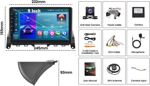 2G + 64G Android 13 ستيريو سيارة لمرسيدس بنز C الفئة 3 W204 S204 2006-2011 CarPlay Andriod Auto 9 بوصة بلوتوث شاشة لمس GPS ملاحة WiFi مرآة وصلة FM وحدة رأس + كاميرا احتياطية ميكروفون in Kuwait