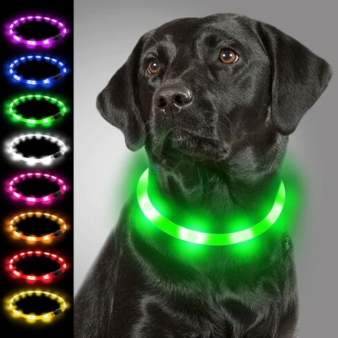 Joytale Light Up Dog Collar, Rechargeable Rainproof LED Dog Collar for Night Walking Safety, Soft Silicone Glow in The Dark Collar for Small Medium Large Dogs, Blue in Kuwait