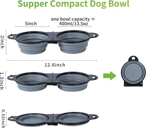 SLSON Collapsible Dog Dual Bowls Reinforced Rim 180 Degrees Flip Over Foldable Double Bowl with Lock Clips More Stable Dog Travel Bowls Pet Food Water Feeder (Blue) in Saudi Arabia