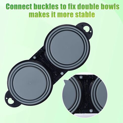 SLSON Collapsible Dog Dual Bowls Reinforced Rim 180 Degrees Flip Over Foldable Double Bowl with Lock Clips More Stable Dog Travel Bowls Pet Food Water Feeder (Blue) in Saudi Arabia
