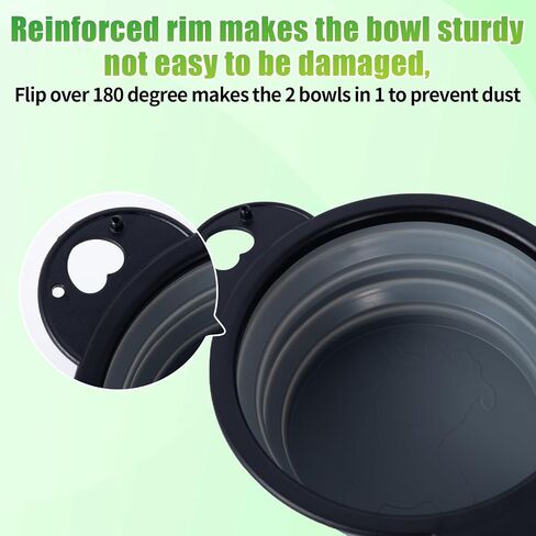 SLSON Collapsible Dog Dual Bowls Reinforced Rim 180 Degrees Flip Over Foldable Double Bowl with Lock Clips More Stable Dog Travel Bowls Pet Food Water Feeder (Blue) in Saudi Arabia