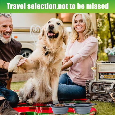 SLSON Collapsible Dog Dual Bowls Reinforced Rim 180 Degrees Flip Over Foldable Double Bowl with Lock Clips More Stable Dog Travel Bowls Pet Food Water Feeder (Blue) in Saudi Arabia