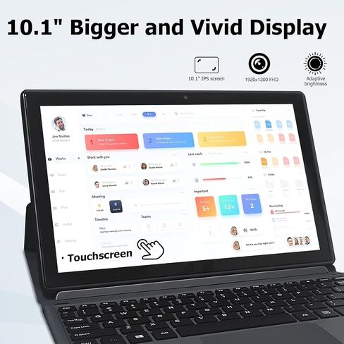 Windows Tablet, 2 in 1 10.1 Inch Windows 11 Pro Tablet PC, 12GB RAM 128GB ROM, 1280x800 IPS HD Touchscreen, Intel N4120 Quad-Core CPU Windows Tablet with Keyboard/WIFI/Bluetooth/Dual Cameras in Saudi Arabia