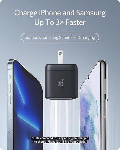 شاحن Anker Nano II USB-C بقدرة 65 وات، وشحن سريع GaN II، ومحول طاقة مدمج لأجهزة MacBook وiPhone 13/14/15 وSamsung Galaxy وiPad Pro وAirPods وأجهزة الكمبيوتر المحمولة USB-C والمزيد، يتضمن حقيبة سفر in Saudi Arabia