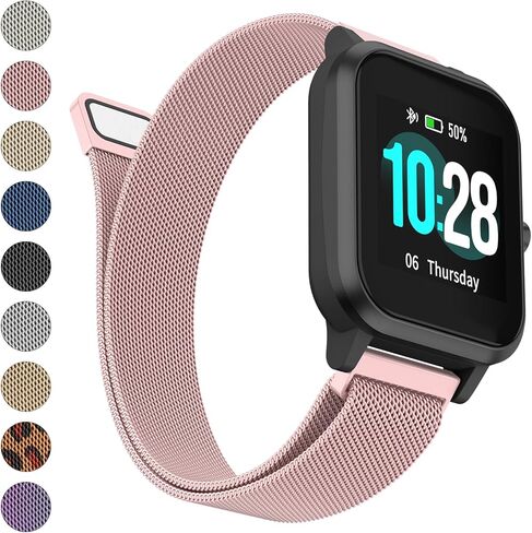 سوار Amzpas المعدني متوافق مع Veryfitpro ID205، ID205L، ID205U، ID205S، ID205G، ID215G، ID216، SW020، SW021، SW023، YM020، YM021، YM023، YM205L، Uwatch3 GT Ufit SmartWatch in Saudi Arabia