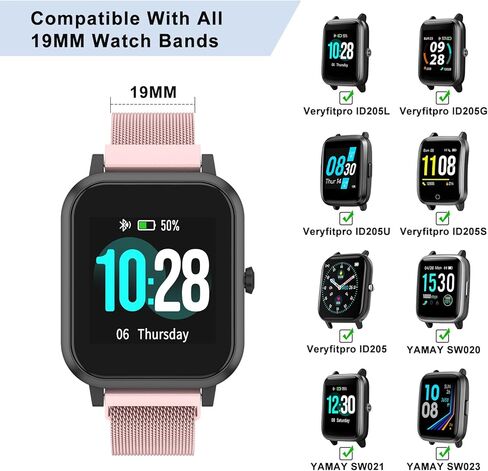 سوار Amzpas المعدني متوافق مع Veryfitpro ID205، ID205L، ID205U، ID205S، ID205G، ID215G، ID216، SW020، SW021، SW023، YM020، YM021، YM023، YM205L، Uwatch3 GT Ufit SmartWatch in Saudi Arabia