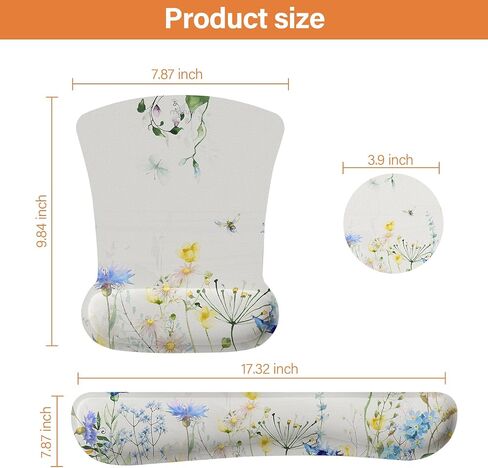MOSISO Wrist Rest Support for Mouse Pad&Keyboard Set, Ergonomic Mousepad&Coaster Non-Slip Base Home/Office Pain Relief&Easy Typing Cushion with Neoprene Cloth&Memory Foam, Watercolour Gentle Flower in Saudi Arabia