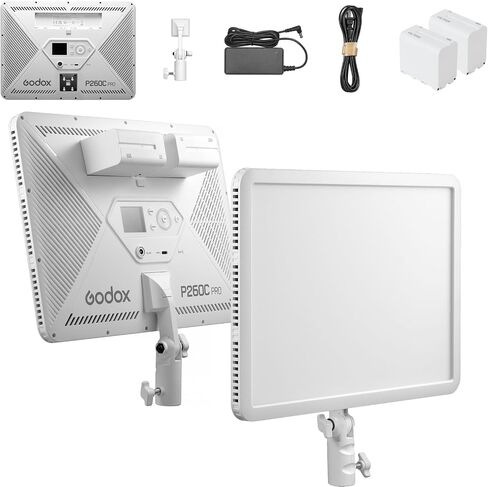 لوحة إضاءة LED ثنائية اللون من Godox P260C PRO مع بطاريتين NP-750 - أبيض in Saudi Arabia