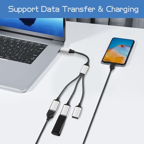 YACSEJAO USB-C OTG Splitter Y Cable 20CM USB 3.0 Type C Male to Dual USB A Female Multiport Split Converter Multiple Hub for Car,Laptop,PC and More (1 to 3) in Saudi Arabia