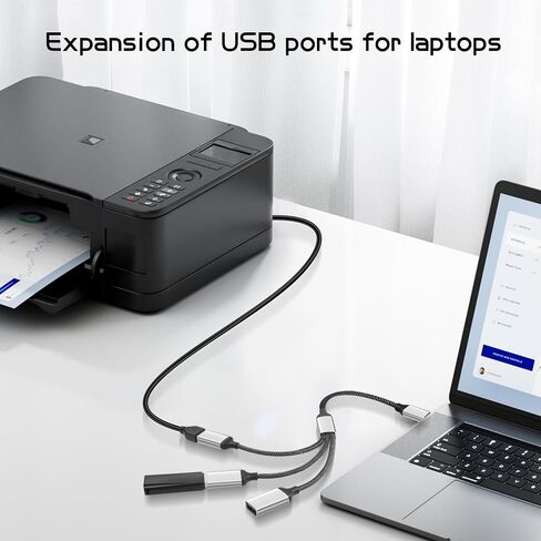 YACSEJAO USB-C OTG Splitter Y Cable 20CM USB 3.0 Type C Male to Dual USB A Female Multiport Split Converter Multiple Hub for Car,Laptop,PC and More (1 to 3) in Saudi Arabia