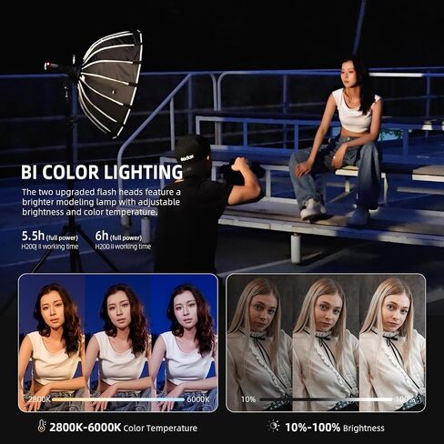 GODOX AD200 Pro II AD200Pro II Flash Strobe، 2.4G TTL Pocket Flash Light، 200W HSS 1/8000s بطارية 2900 مللي أمبير في الساعة، مصباح نمذجة متعدد الاستخدامات ثنائي اللون، مزامنة لاسلكية بنقرة واحدة، شاشة ملونة محسنة in Saudi Arabia