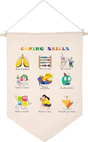 Calming Corner - Classroom Decor School Counseling Office Must Haves Wall Hanging Canvas Banner Boho Wall Decor Therapy Office Mental Health Wall Art School Counselor Gifts in Kuwait