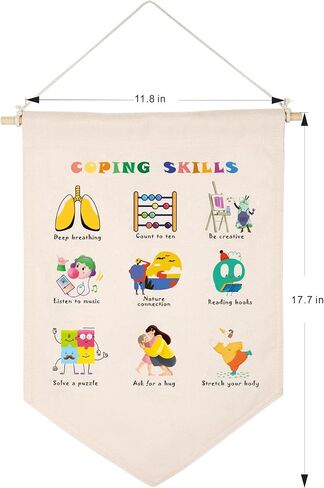 Calming Corner - Classroom Decor School Counseling Office Must Haves Wall Hanging Canvas Banner Boho Wall Decor Therapy Office Mental Health Wall Art School Counselor Gifts in Kuwait