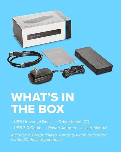 محطة إرساء شاشة الكمبيوتر المحمول VisionTek VT1000 Universal Dual Full HD USB 3.0، Displaylink، HDMI، DisplayPort، VGA، RJ45 Ethernet، لأجهزة MacBook & Windows (901147) (متجدد) in Saudi Arabia