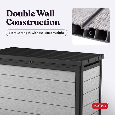 Keter Denali 30 Gallon Resin Deck Box for Patio Furniture, Pool Accessories, and Storage for Outdoor Toys, Grey in Saudi Arabia