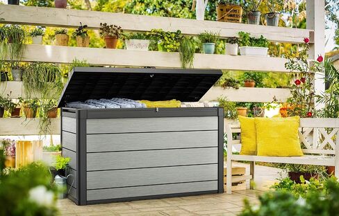 Keter Denali 30 Gallon Resin Deck Box for Patio Furniture, Pool Accessories, and Storage for Outdoor Toys, Grey in Saudi Arabia