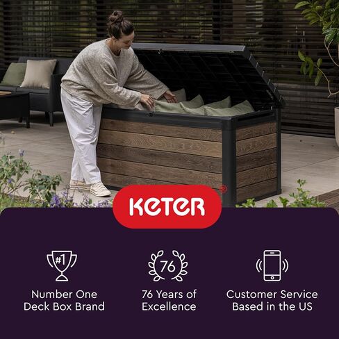 Keter Denali 30 Gallon Resin Deck Box for Patio Furniture, Pool Accessories, and Storage for Outdoor Toys, Grey in Saudi Arabia