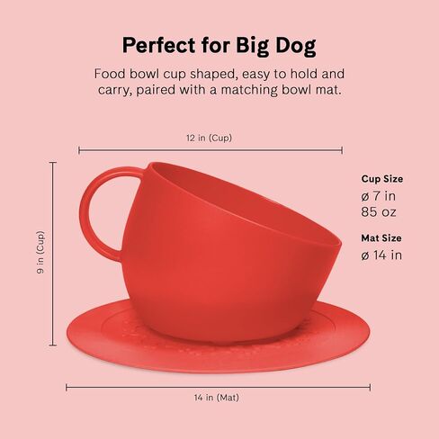 United Pets Cup-Shaped Dog Bowl & Mat Set for Dogs and Cats | BPA Free Water & Food Pet Bowl Feeder for Pets | Eco Friendly & Pet Safe Food Grade Quality Materials | Made in Italy | Taupe - 84.5 oz in Saudi Arabia