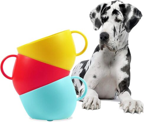 United Pets Cup-Shaped Dog Bowl & Mat Set for Dogs and Cats | BPA Free Water & Food Pet Bowl Feeder for Pets | Eco Friendly & Pet Safe Food Grade Quality Materials | Made in Italy | Taupe - 84.5 oz in Saudi Arabia