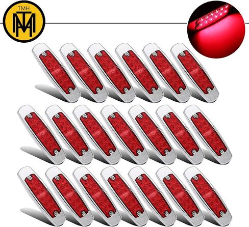 TMH 20 قطعة 6.5 بوصة عدسات شفافة كهرمانية مصابيح جانبية للعلامات الجانبية محكمة الغلق 12 LED مع إطار من الكروم لمقطورة القافلة RV شاحنة حافلة شاحنة مسطحة بيك اب 12 فولت تيار مستمر BB12 in Kuwait