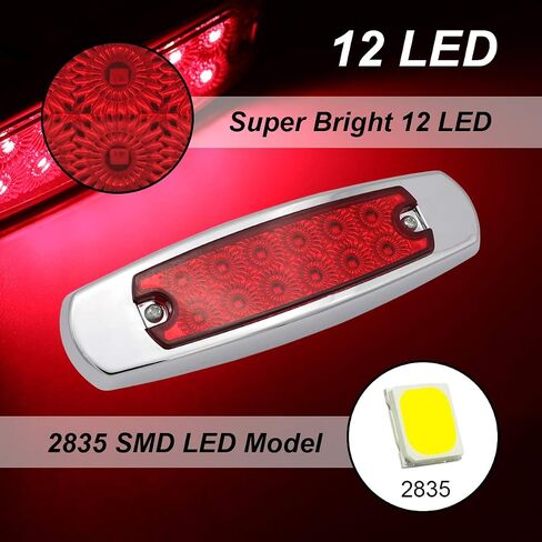 TMH 20 قطعة 6.5 بوصة عدسات شفافة كهرمانية مصابيح جانبية للعلامات الجانبية محكمة الغلق 12 LED مع إطار من الكروم لمقطورة القافلة RV شاحنة حافلة شاحنة مسطحة بيك اب 12 فولت تيار مستمر BB12 in Kuwait