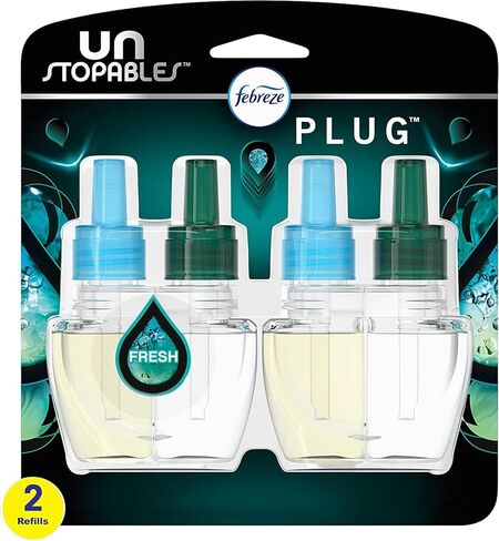 Febreze Unstopables Odor-Fighting PLUG Air Freshener, Fresh, (2) .87 fl. oz. Oil Refill in Kuwait