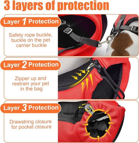 Tomkas Dog Sling Carrier for Small Dogs Puppy Carrier for Small Dogs (Red Mesh, S -Up to 5 lbs) in Kuwait