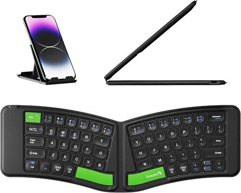 ProtoArc Ergonomic Foldable Keyboard, XK03 Split Folding Bluetooth Keyboard, Ultra Slim Travel Keyboard, Portable Bluetooth Keyboard for iPad, iPhone, Tablet, Laptop, PC - Gray in Kuwait