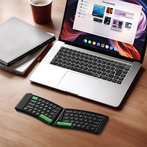 ProtoArc Ergonomic Foldable Keyboard, XK03 Split Folding Bluetooth Keyboard, Ultra Slim Travel Keyboard, Portable Bluetooth Keyboard for iPad, iPhone, Tablet, Laptop, PC - Gray in Kuwait