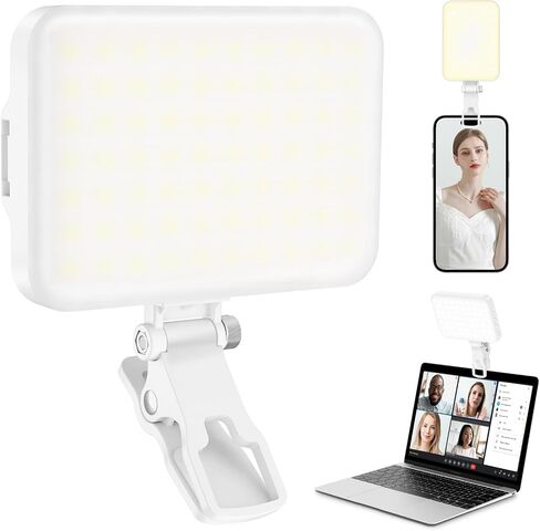ALTSON 60 LED إضاءة سيلفي محمولة لمؤتمرات الفيديو مع مشبك وكاميرا محول ثلاثي القوائم قابل لإعادة الشحن 2200 مللي أمبير CRI 97+، 3 أوضاع إضاءة للهاتف iPhone وكاميرا الويب والكمبيوتر المحمول ومكياج الصور in Kuwait