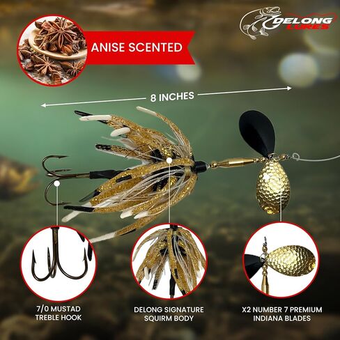 Delong Lures - The Berserker, Bucktail Fishing Lures - Bucktail Jig with Inline Spinner, Musky & Pike Baits Spinnerbaits, Tackle for Freshwater and Saltwater Fishing, Made in USA in Kuwait