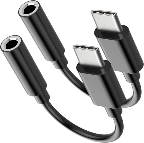 2 حزمة USB من النوع C إلى 3.5 مم محول مقبس سماعة الرأس أنثى، سلك كابل USB C ممتاز إلى Aux Audio Dongle متوافق مع iPhone 15/16Pro Max/Pro 16/15 Plus، Galaxy S24/S23/S22/S21 Ultra/MacBook. in Kuwait