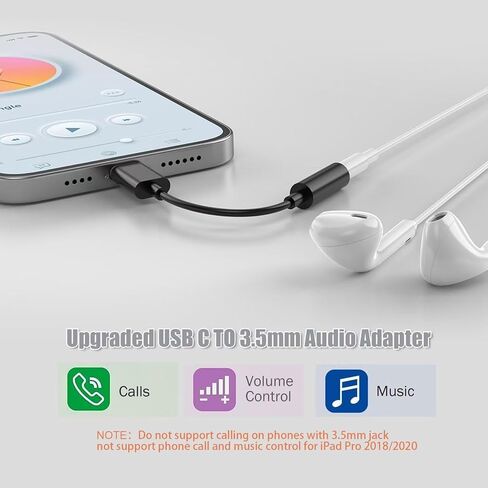 2 حزمة USB من النوع C إلى 3.5 مم محول مقبس سماعة الرأس أنثى، سلك كابل USB C ممتاز إلى Aux Audio Dongle متوافق مع iPhone 15/16Pro Max/Pro 16/15 Plus، Galaxy S24/S23/S22/S21 Ultra/MacBook. in Kuwait