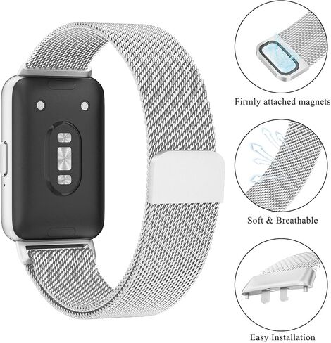 Amzpas Metal Bands for Samsung Galaxy Fit 3 Band, Stainless Steel Mesh Band Compatible with Samsung Galaxy Fit 3 for Women Men in Saudi Arabia
