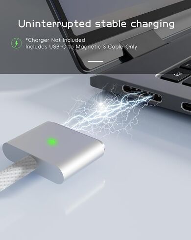 كابل USB-C إلى مغناطيسي 3 بقدرة 140 واط (2 متر/6.6 قدم)، كابل شحن سريع USB C متوافق مع MacBook Air (15 بوصة/13 بوصة M3 2024، M2 2023/2022)، MacBook Pro (16 بوصة/14 بوصة) M2 Pro & Max 2023، M1 Pro & Max 2021) (أسود) in Saudi Arabia