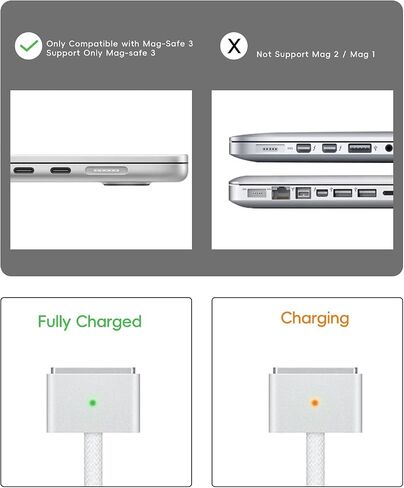 كابل USB-C إلى مغناطيسي 3 بقدرة 140 واط (2 متر/6.6 قدم)، كابل شحن سريع USB C متوافق مع MacBook Air (15 بوصة/13 بوصة M3 2024، M2 2023/2022)، MacBook Pro (16 بوصة/14 بوصة) M2 Pro & Max 2023، M1 Pro & Max 2021) (أسود) in Saudi Arabia