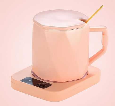 Coffee Mug Warmer with Cup, Coffee Warmer 55℃ Constant Temperature Thermostat Coaster Smart Cup Warmer for Heating Coffee, Beverage, Milk, Tea and Hot Chocolate (Pink) in Saudi Arabia