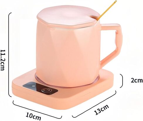 Coffee Mug Warmer with Cup, Coffee Warmer 55℃ Constant Temperature Thermostat Coaster Smart Cup Warmer for Heating Coffee, Beverage, Milk, Tea and Hot Chocolate (Pink) in Saudi Arabia