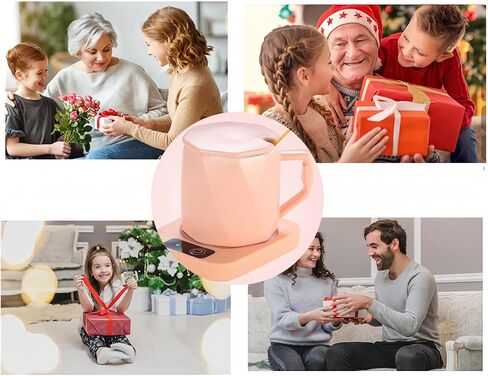 Coffee Mug Warmer with Cup, Coffee Warmer 55℃ Constant Temperature Thermostat Coaster Smart Cup Warmer for Heating Coffee, Beverage, Milk, Tea and Hot Chocolate (Pink) in Saudi Arabia