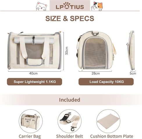 Foldable Cat Carrier Soft-Sided Pet Carrier for Small Dogs and Large Medium Cats, Airline Approved Travel Dog Carriers with Curtain, Pocket, Safety Leash and Cushion Pad, Gray in Saudi Arabia