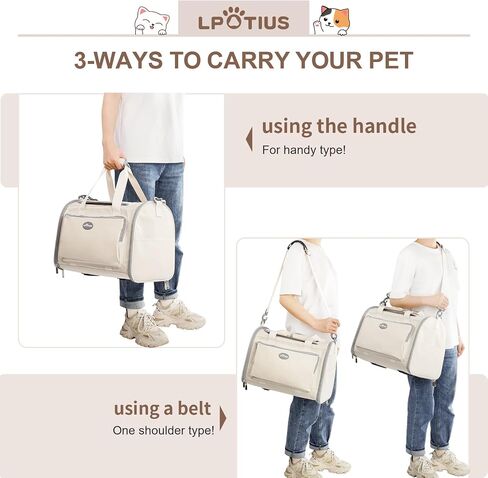 Foldable Cat Carrier Soft-Sided Pet Carrier for Small Dogs and Large Medium Cats, Airline Approved Travel Dog Carriers with Curtain, Pocket, Safety Leash and Cushion Pad, Gray in Saudi Arabia