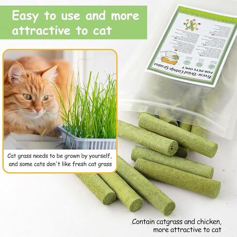 18PCS Cat Grass Teething Sticks, Cat Grass Chew Sticks,Cat Teeth Cleaning Cat Grass Stick， Chew Sticks for Cats, Natural cat Grass Chewing Stick, for Removing Hair Balls and Cleaning Teeth in Saudi Arabia