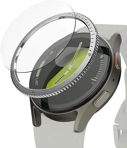 تصميم وزجاج Ringke Bezel [إطار أنيق من الفولاذ المقاوم للصدأ + زجاج] متوافق مع حافظة Samsung Galaxy Watch 7 (40 ملم) وواقي الشاشة، غطاء مضاد للخدش وزجاج مقسى - 40-01 (ST) فضي in Saudi Arabia