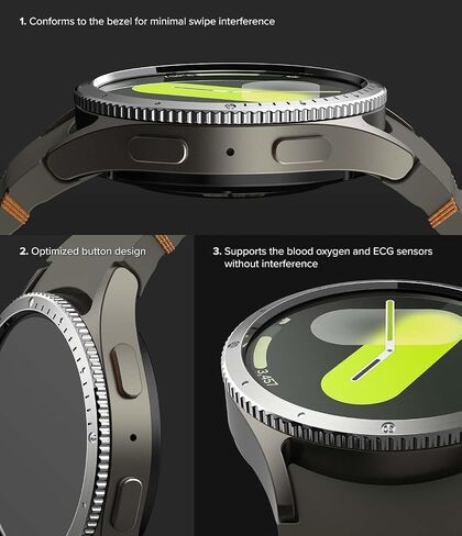 تصميم وزجاج Ringke Bezel [إطار أنيق من الفولاذ المقاوم للصدأ + زجاج] متوافق مع حافظة Samsung Galaxy Watch 7 (40 ملم) وواقي الشاشة، غطاء مضاد للخدش وزجاج مقسى - 40-01 (ST) فضي in Saudi Arabia