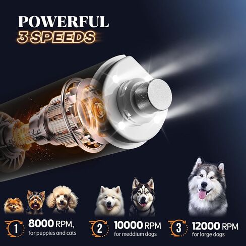 YABIFE 4-Lights Dog Nail Grinder, Easy Quick Locate Dog Nail Trimmers, for Puppy Paw Toenails or Pets from Small, Medium to Large, with Travel Lock, Whisper Quiet, Heavy Duty 3 Speeds in Saudi Arabia