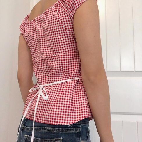 قمصان النساء الجنية الجرونج Y2K قمصان الصيف قصيرة الأكمام الدانتيل المرقعة تي شيرت Vinatge E-Girls الملابس الجمالية in Kuwait