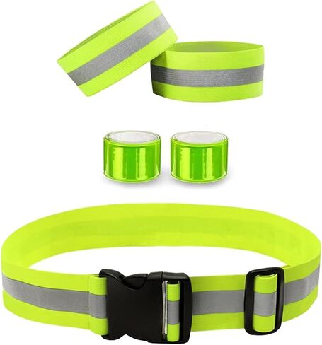 Reflective Running Gear High Visibility - 1 Reflecting Belt Waist 2 Refelctive Arm Bands 2 Reflector Strap Bracelet Safety Military 5pc Bundle TdActv in Saudi Arabia