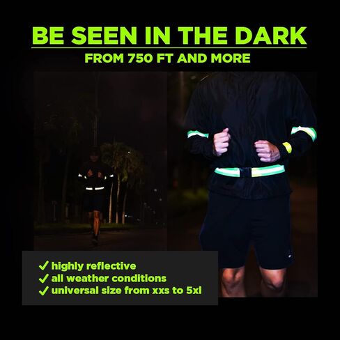 Reflective Running Gear High Visibility - 1 Reflecting Belt Waist 2 Refelctive Arm Bands 2 Reflector Strap Bracelet Safety Military 5pc Bundle TdActv in Saudi Arabia